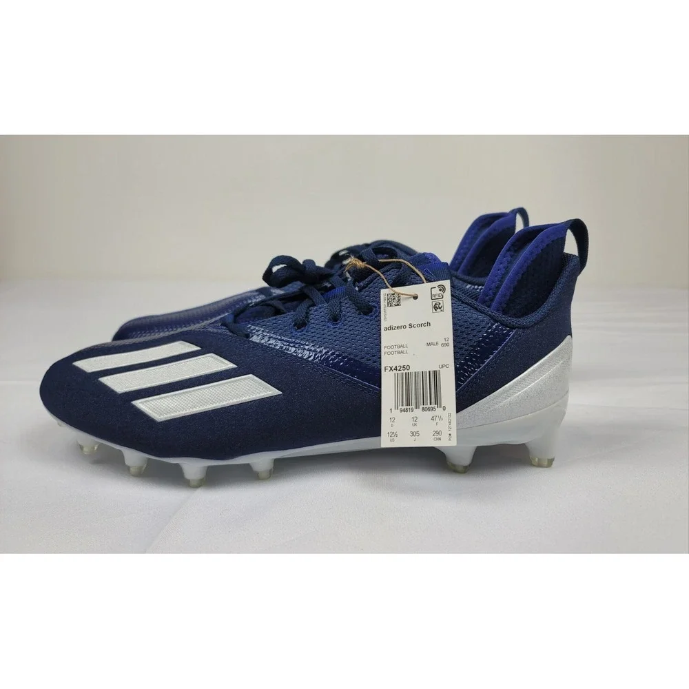 Adidas Adizero Scorch Football Cleats Mens 12.5  Navy Blue‎ White FX4250. NEW